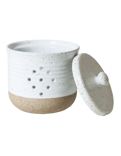 Natural Home Garlic Holder 10.5x10.5cm in White