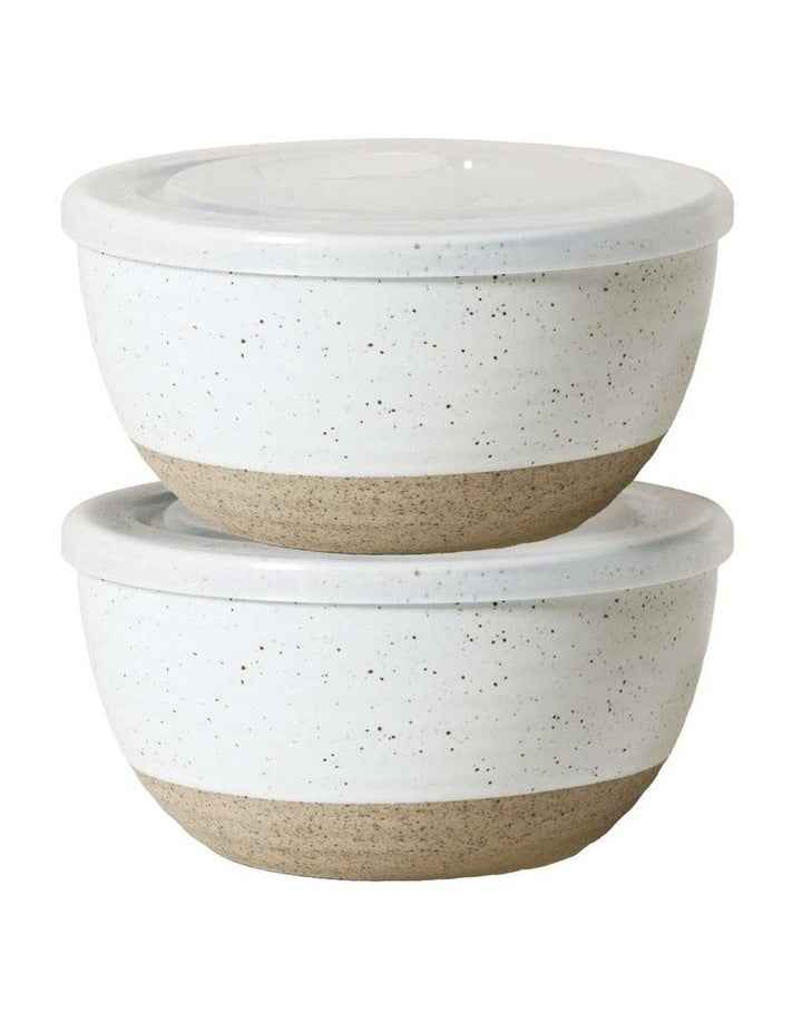 Natural Home Condiment Bowls with Lid Set of 2 -360ml in White