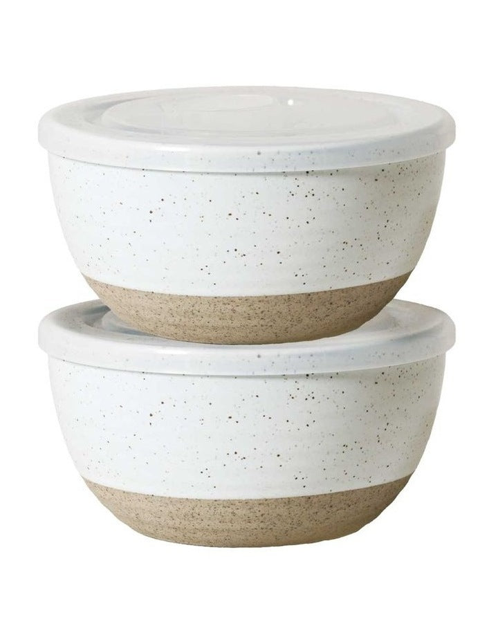 Natural Home Condiment Bowls with Lid Set of 2 -360ml in White