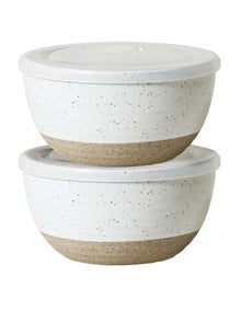 Natural Home Condiment Bowls with Lid Set of 2 -360ml in White