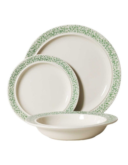 Willowfield Dinner Set 12 Piece in Vintage White/Green