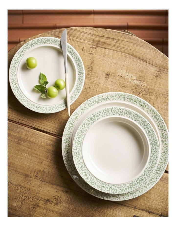 Willowfield Dinner Set 12 Piece in Vintage White/Green