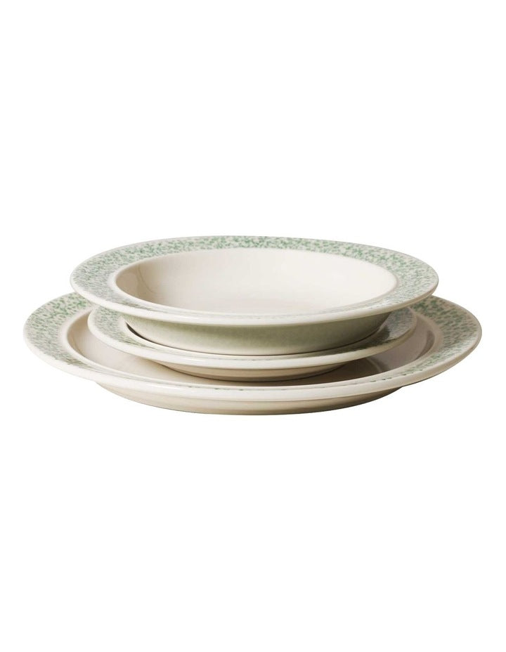 Willowfield Dinner Set 12 Piece in Vintage White/Green