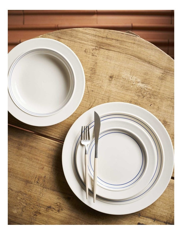 Blue Horizon Dinner Set 12 Piece in Ivory White/Navy