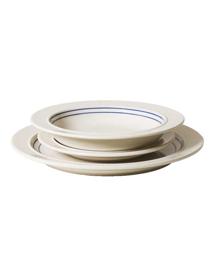 Blue Horizon Dinner Set 12 Piece in Ivory White/Navy