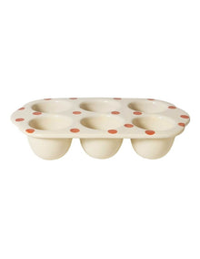 Emogen's Chickens Egg Crate 6 Cup With Polka Dots in Cream