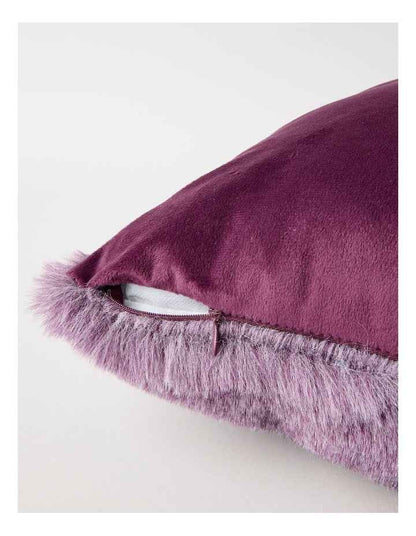 Faith Faux Fur Cushion in Berry