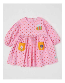 Anna Colourblocked Dress with Ric Rac Trim in Pink