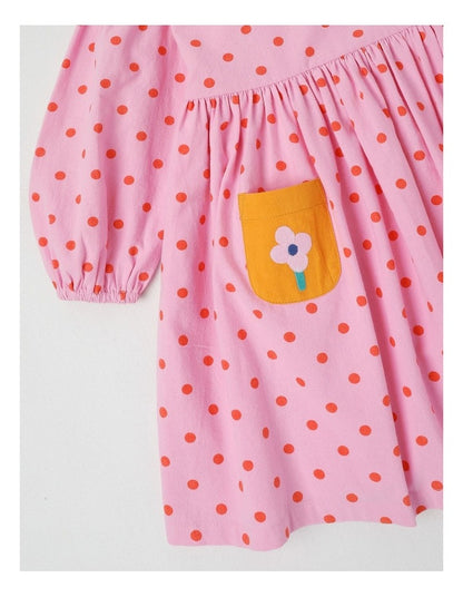 Anna Colourblocked Dress with Ric Rac Trim in Pink