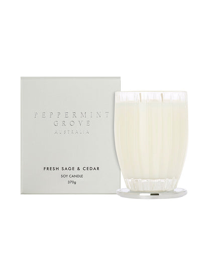 Fresh Sage & Cedar Large Soy Candle 370g