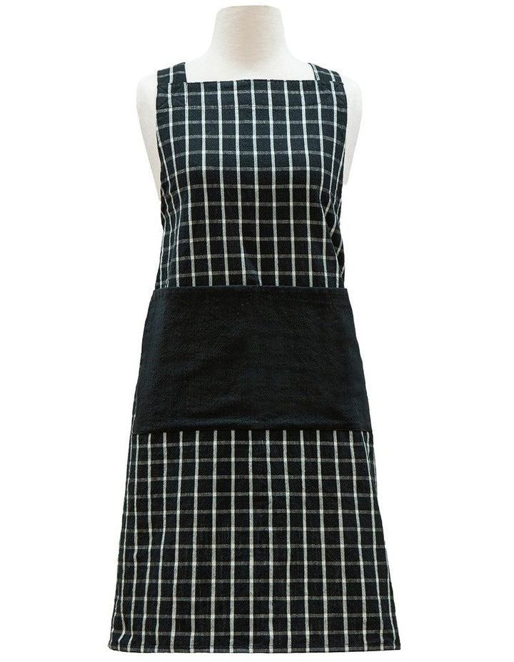 Hemingway Crossback Apron in Black