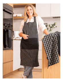 Hemingway Crossback Apron in Black