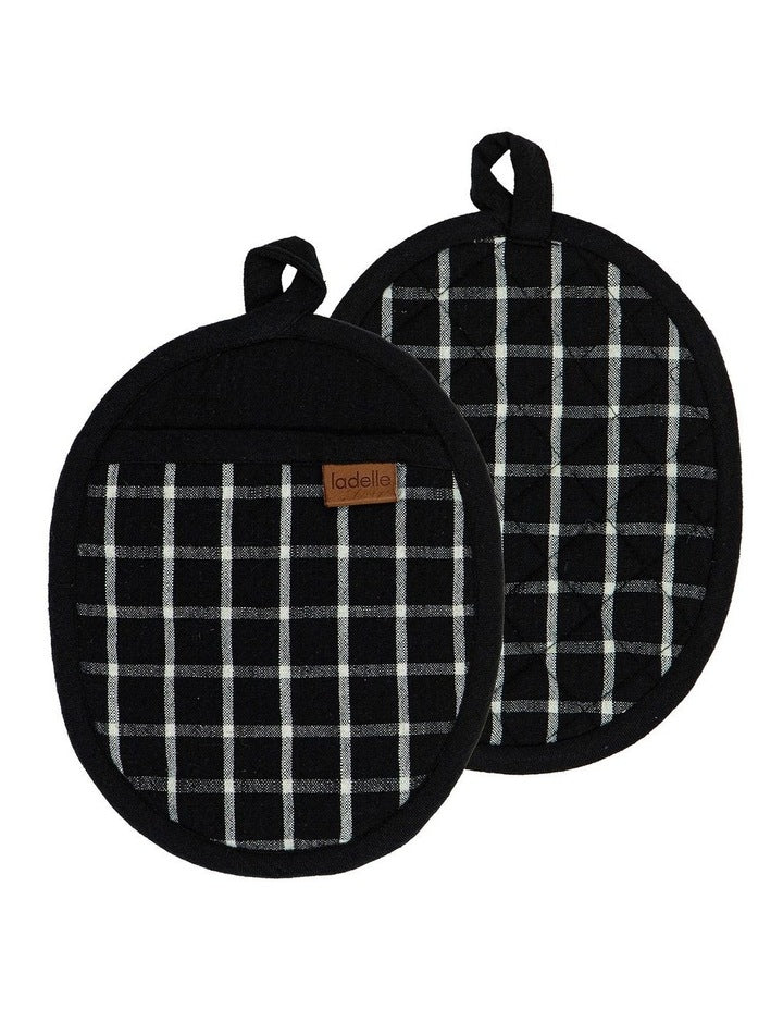 Hemingway Oval Pot Holder 2 Pack in Black