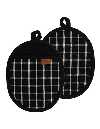 Hemingway Oval Pot Holder 2 Pack in Black