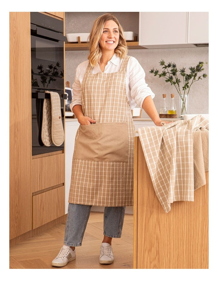 Hemingway Crossback Apron in Taupe