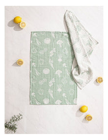 Jacquard Vegies Kitchen Towel 2 Pack in Green