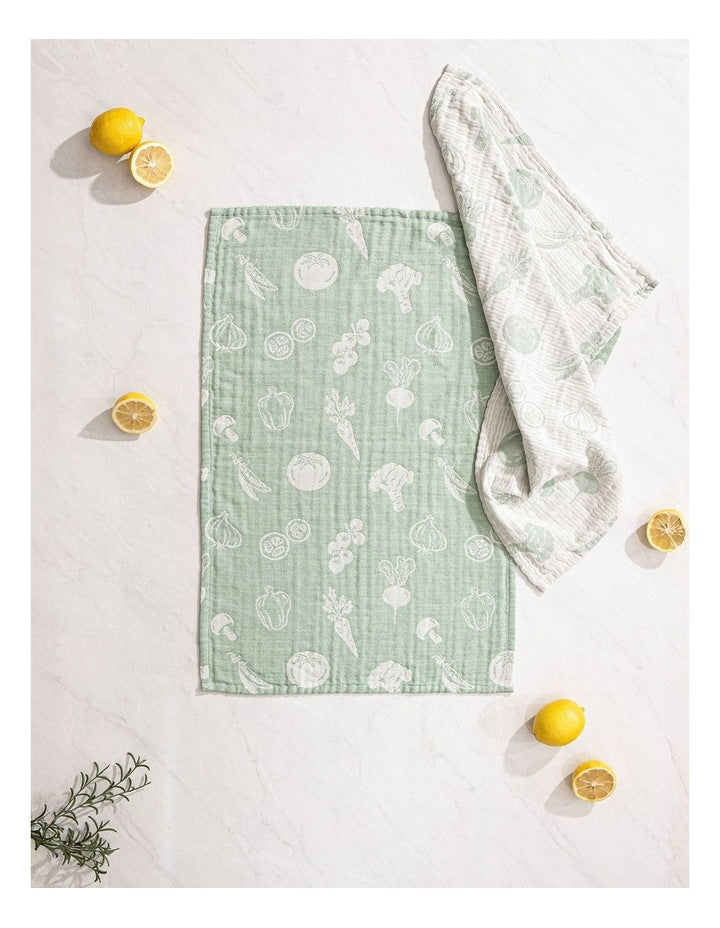 Jacquard Vegies Kitchen Towel 2 Pack in Green