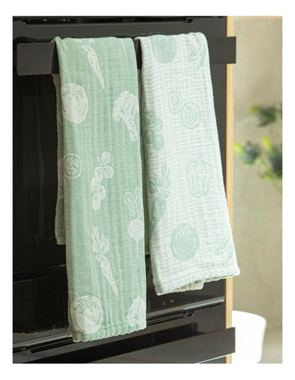 Jacquard Vegies Kitchen Towel 2 Pack in Green
