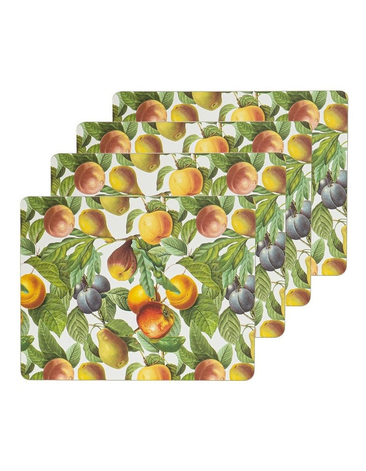Vintage Fruits Hardboard Placemats Pack Of 4 in Multi