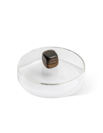 Glass Candle Lid Tiger Eye
