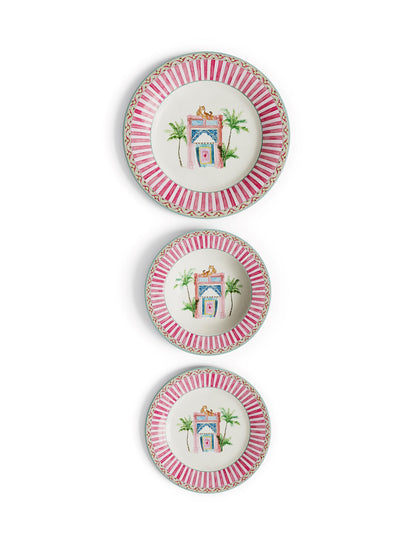 Sariska 27cm 3 Piece Porcelain Plate Set Pink