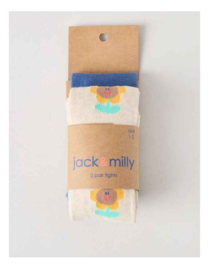 2 Pack Sunflower Tights in Oat Marle