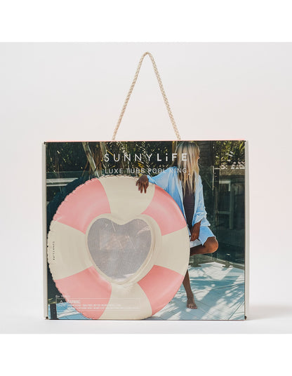 LUXE TUBE POOL RING STOLE MY HEART PINK STRIPE