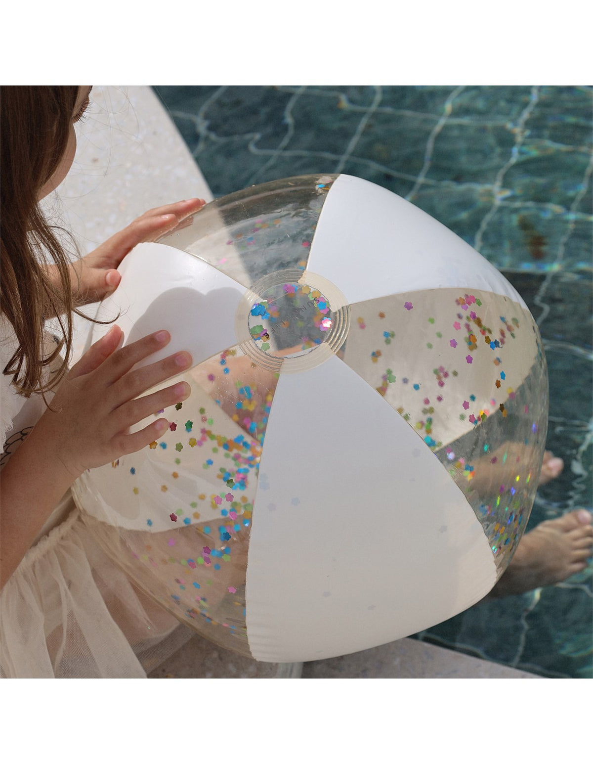 INFLATABLE BEACH BALL COTTON CANDY GLITTER