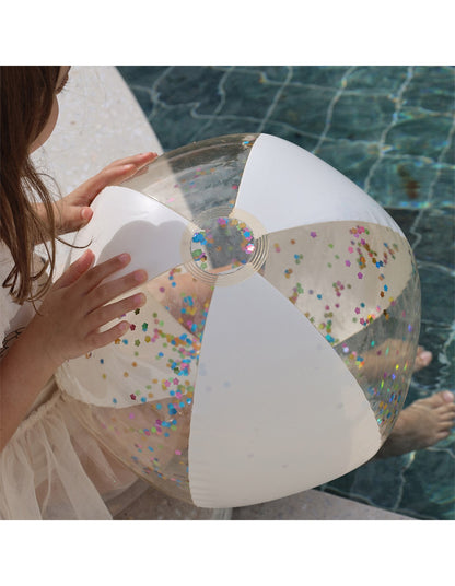 INFLATABLE BEACH BALL COTTON CANDY GLITTER