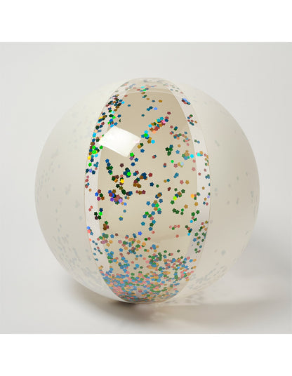 INFLATABLE BEACH BALL COTTON CANDY GLITTER