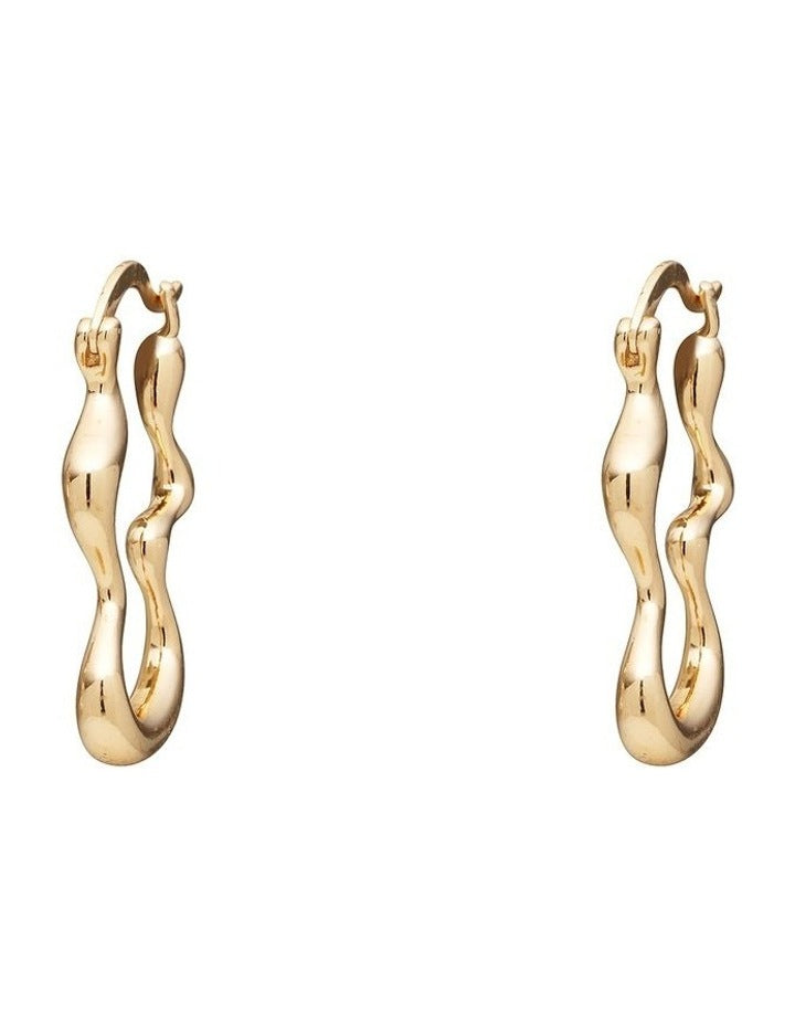 Squiggle Hoop Earrings in Gold