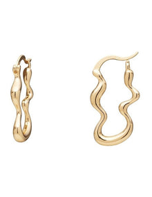 Squiggle Hoop Earrings in Gold