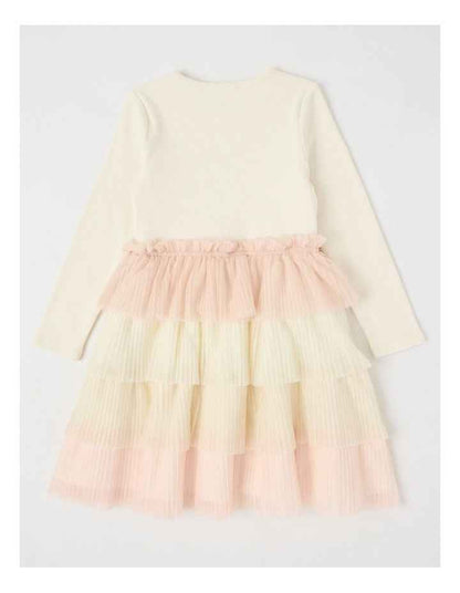 Long Sleeve Rib Top and Tiered Skirt with Sequin in Bow White