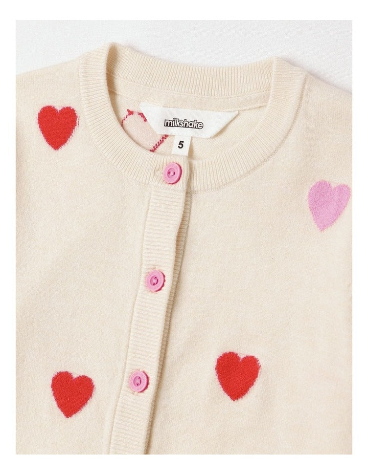 Long Sleeve Raglan Knit Jumper in Hearts Cream