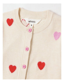 Long Sleeve Raglan Knit Jumper in Hearts Cream