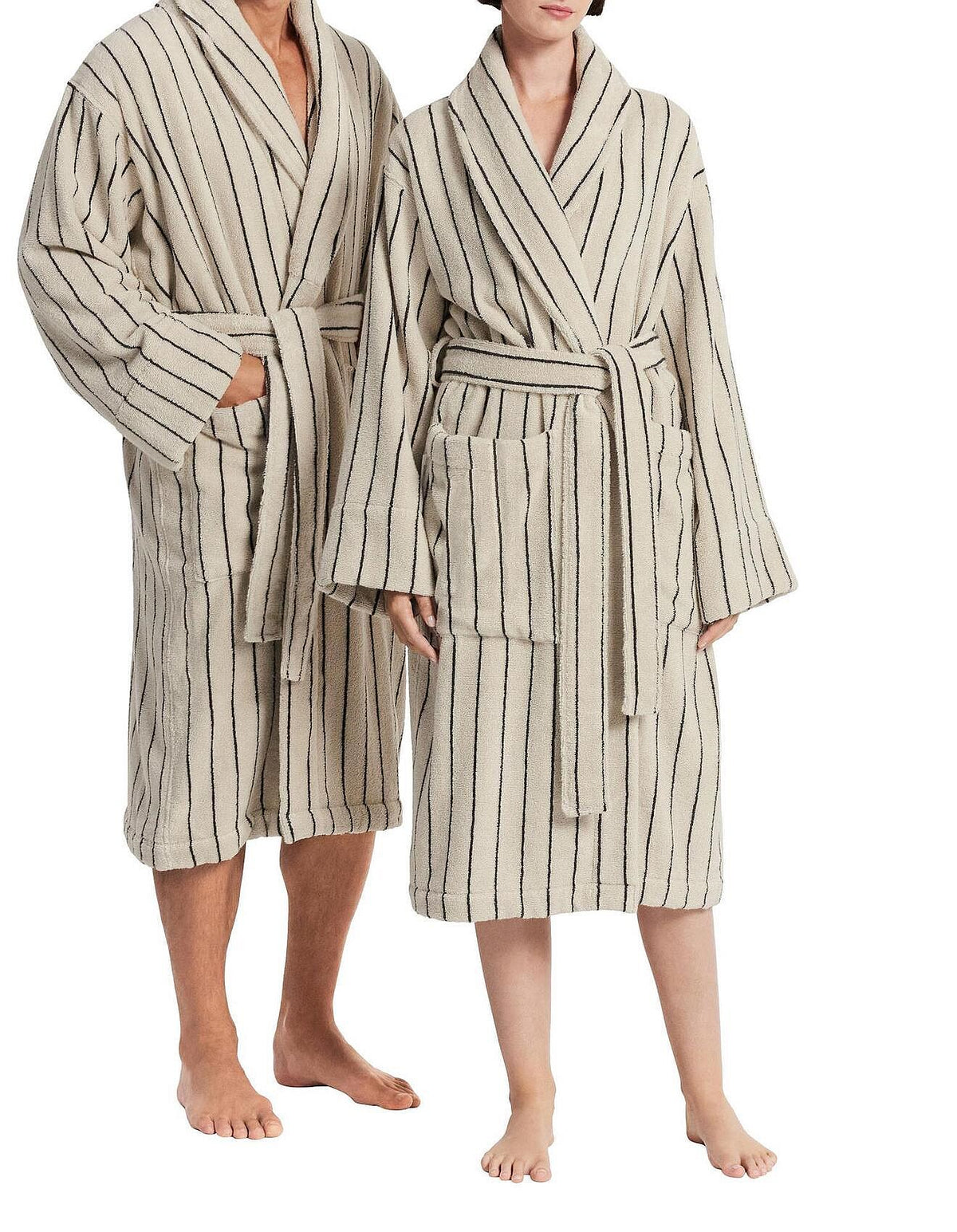 AVEN COTTON STRIPE ROBE IN LIMESTONE - S/M