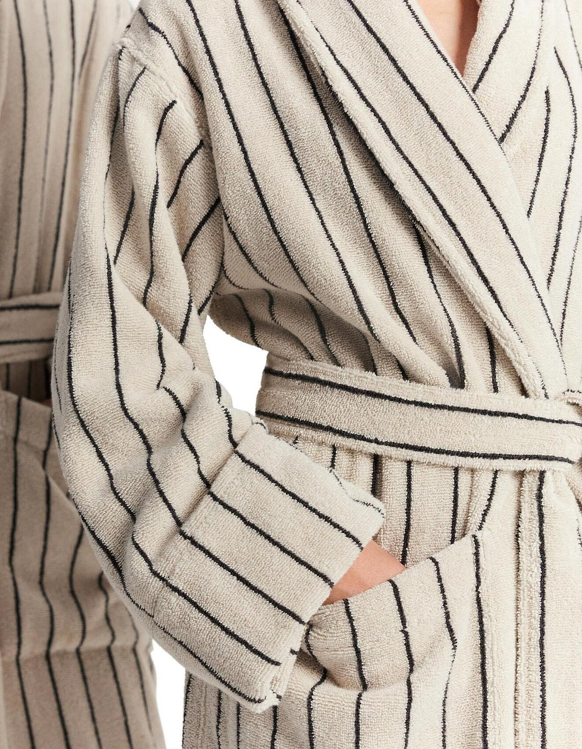 AVEN COTTON STRIPE ROBE IN LIMESTONE - S/M