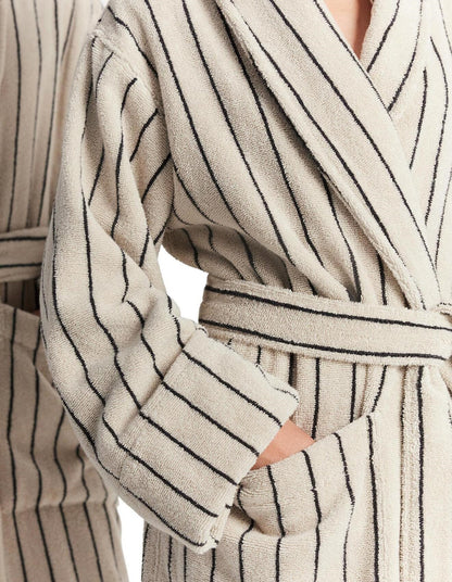 AVEN STRIPE ROBE IN LIMESTONE - LXL