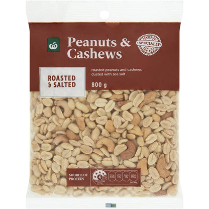Woolworths Roasted & Salted Peanuts & Cashews 800g