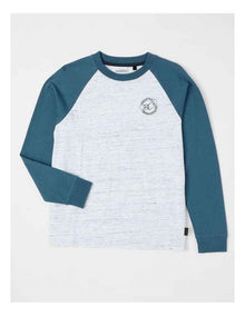 Long Sleeve Raglan Tee in Space Dye & Blue