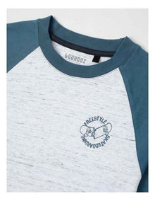 Long Sleeve Raglan Tee in Space Dye & Blue