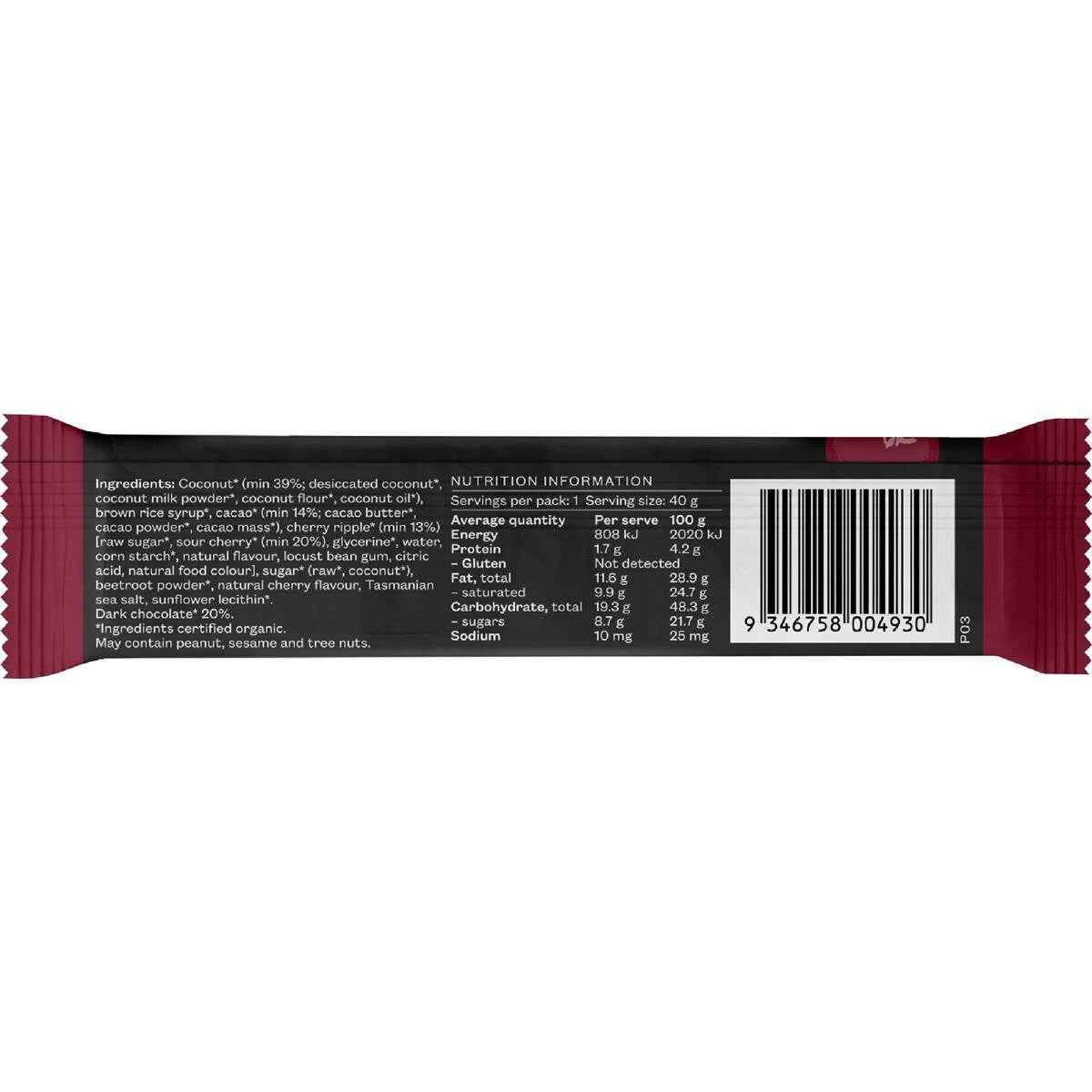 Pana Organic Dark Chocolate Cherry & Coconut Snack Bar 40g