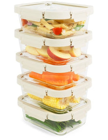 5 Piece Locking Glass Lid Container 1050ml Set of 5