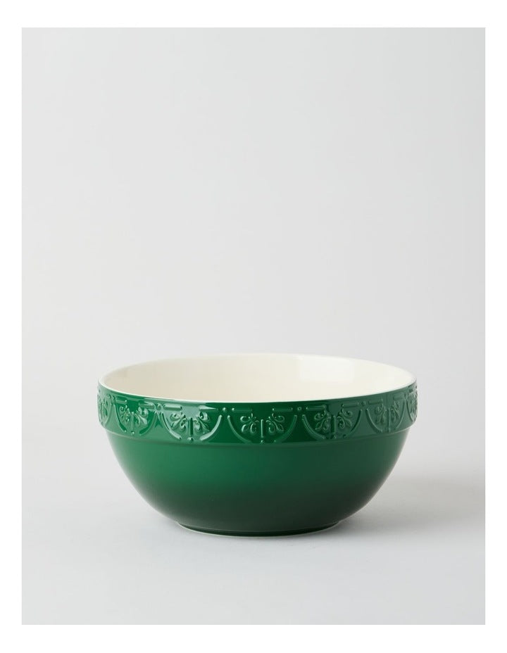 Fleur de Lis Mixing Bowl 26cm Green