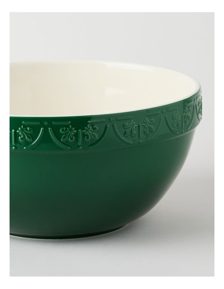 Fluer De Lis Mixing Bowl 29cm Green