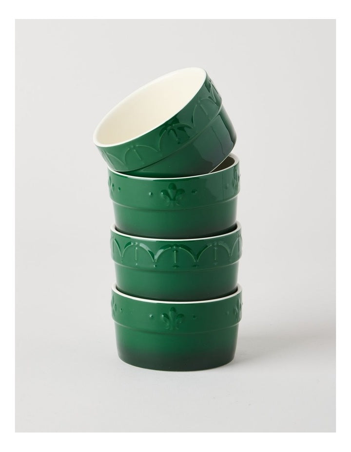 Fleur de Lis Ramekins Set of 4 Green