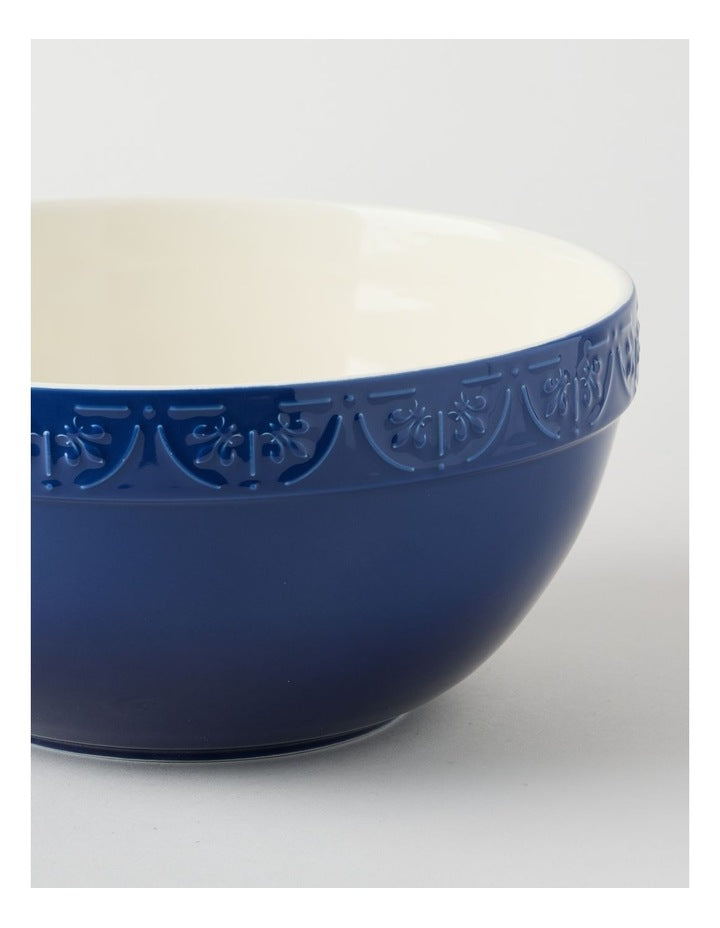 Fluer De Lis Mixing Bowl 29cm Blue