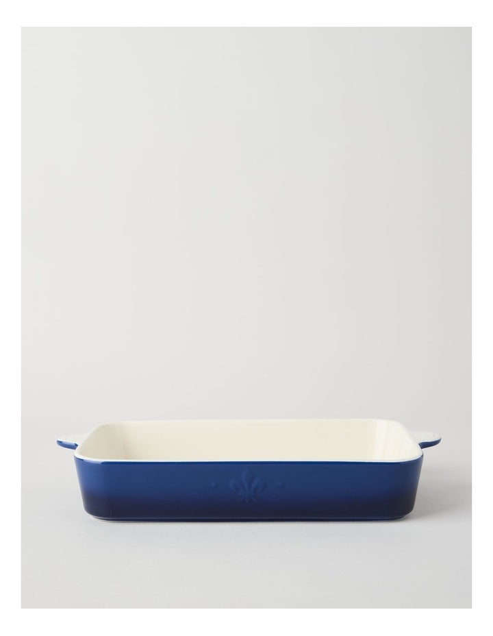 Fluer De Lis Rectangular Baker Blue
