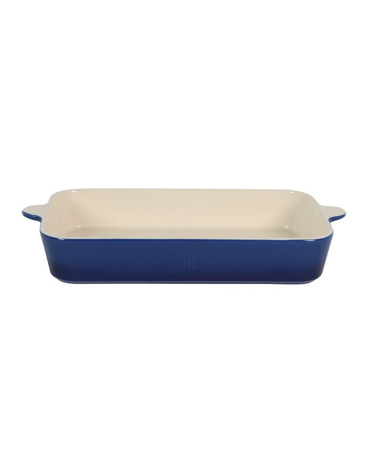 Fluer De Lis Rectangular Baker Blue