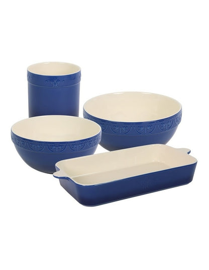 Fleur de Lis Utensil Holder Blue